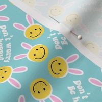 (small scale) Don't worry be hoppy! - Easter Happy Faces - minty blue - LAD22