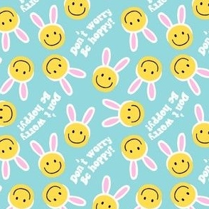 (small scale) Don't worry be hoppy! - Easter Happy Faces - minty blue - LAD22
