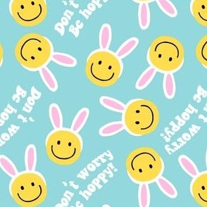 Don't worry be hoppy! - Easter Happy Faces - minty blue - LAD22