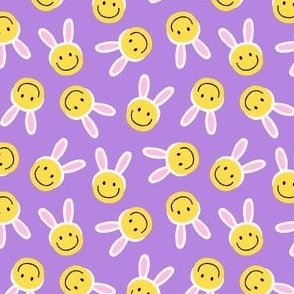 (small scale) Easter Happy Faces -  purple - LAD22