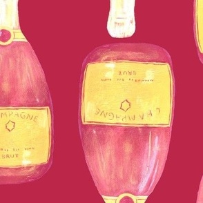 Fizzy Champagne // Golden Bottles on Viva Magenta 