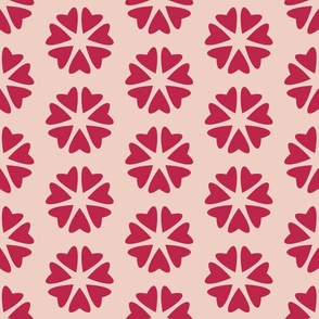 Nuclear Hearts  - Viva Magenta on Dogwood Pink -  L large scale - cute elegant red geometric valentine blender