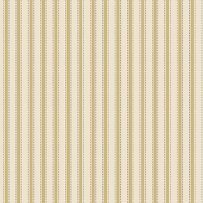 Ochre with thin brown stripes on off white background. Coordinates with Graphic Victorian Floral