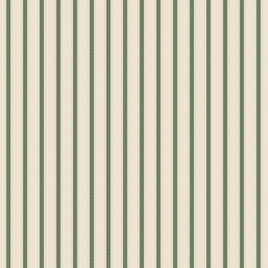 Dark green with thin light green stripes on off white background. Coordinates with Graphic Victorian Floral