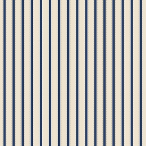 Dark blue with thin light blue stripes on off white background. Coordinates with Graphic Victorian Floral