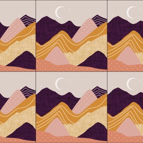 6 loveys: layered mountains: elderberry, lilac kiss, rosy cheeks, moonbeam, carrot cake, honey yellow