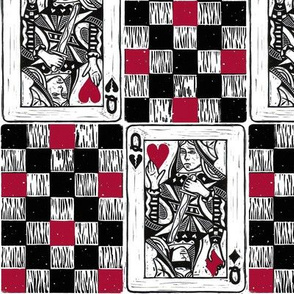Chess Queen in Red and Black