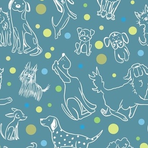 Dogs and Dots, HGTV Sherwin Williams Manitou Blue, Yellows, Blues, Greens