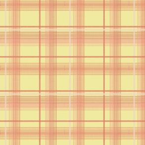 Plaid Pink Fabric,  Rose Quartz, Yellow Lemon, fabric for girls, Summer