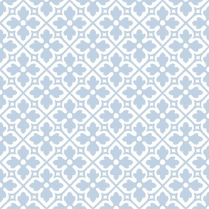 medieval geometric floral, misty blue