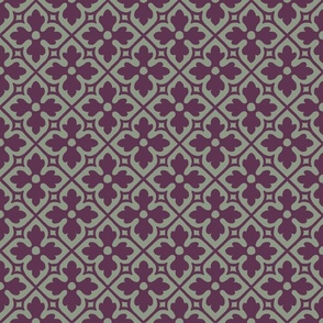 medieval geometric floral, purple sage