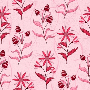 Majestic Magenta: A Bold Floral Pattern Illustration