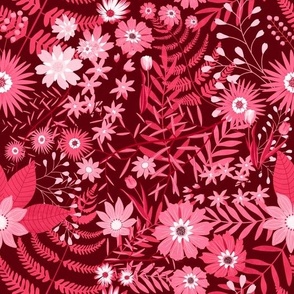 Majestic Magenta Maximalism: A Bold Floral Pattern Illustration