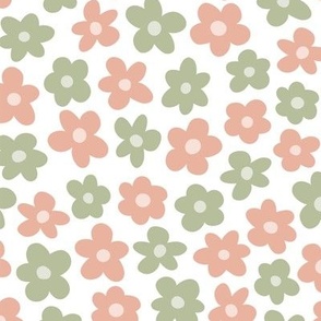 Spring Daisies - Pink and Green