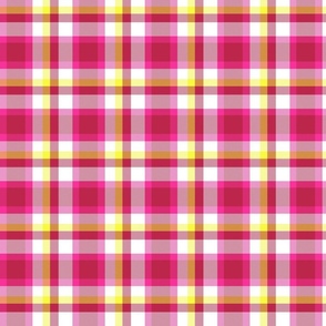 Viva Magenta , neon yellow tartan plaid C, 8 inch