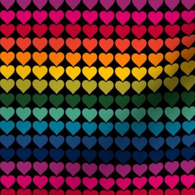 Rainbow Love Hearts stripes on black