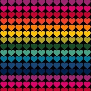 Rainbow Love Hearts stripes on black