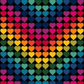 Rainbow Love Hearts on black Medium