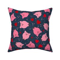 Large Scale Pink Pig Butts on Navy