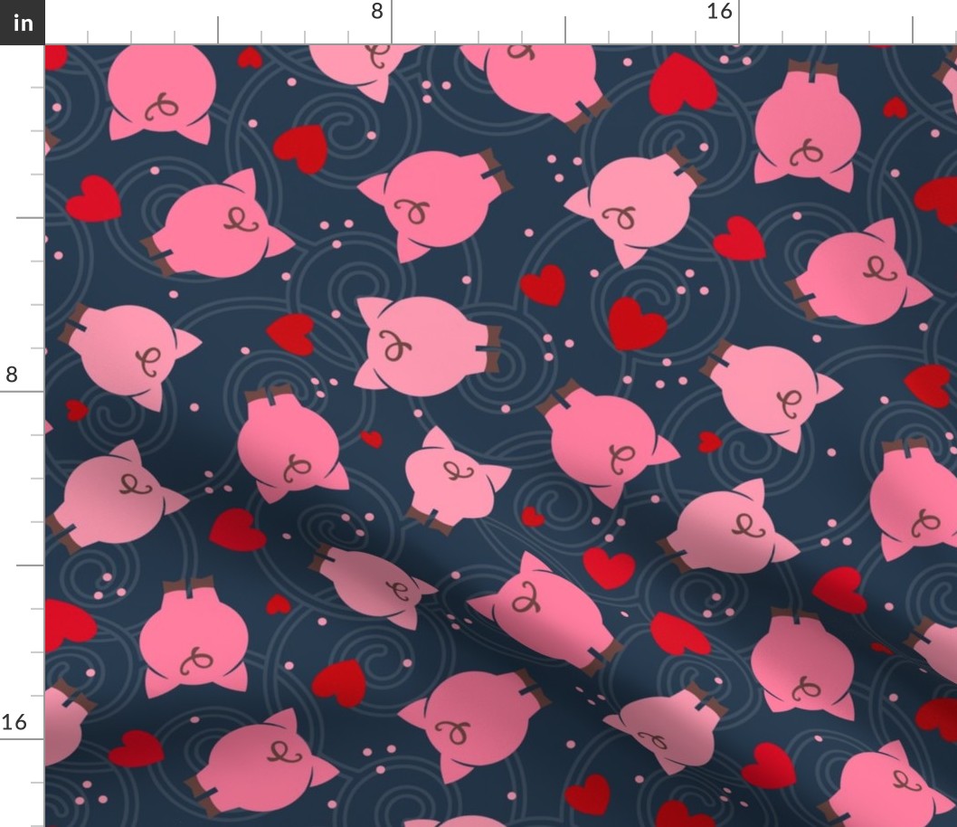 Large Scale Pink Pig Butts on Navy