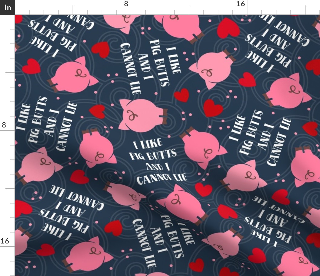 Large Scale I Like Pig Butts and I Cannot Lie Funny Pink Piglets on Navy