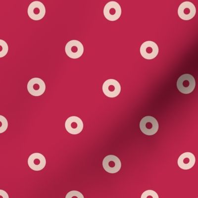 Nuclear Cells - Dogwood Pink on Viva Magenta - blender more - geometric red circles rings dots 