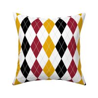 Maryland Argyle With Lines  - Red Yellow Black