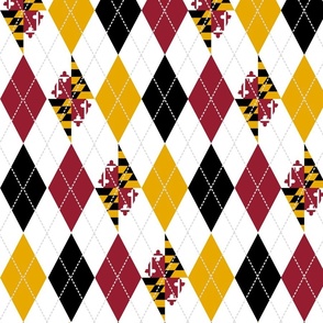 Maryland Flag Argyle with Black, Red & Yellow Diamonds- 4.5"H x 2.4"W Diamonds - LARGE