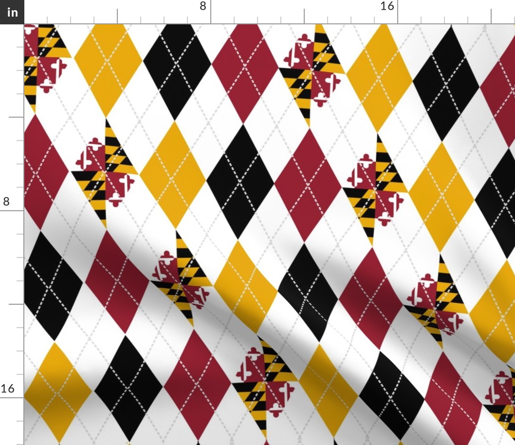 Maryland Flag Argyle with Black, Red & Yellow Diamonds- 4.5"H x 2.4"W Diamonds - LARGE