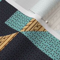 Hourglass Cheater Quilt in Turquoise Blue