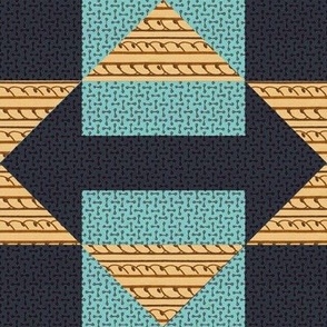 Hourglass Cheater Quilt in Turquoise Blue