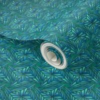 palm leaves - blue embroidered