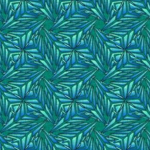 palm leaves - blue embroidered