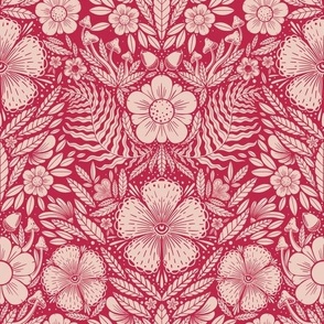 damask flower - mid scale - viva magenta