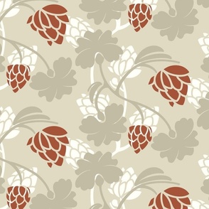 Large Wallpaper / Fabric - Palm Neutral Red Fruit Tropical