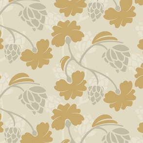 Large Wallpaper / Medium Fabric - Folkstone Gold Tropical Fruit