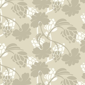Large Wallpaper / Medium Fabric - Neutral Tropical Fruit