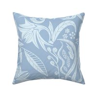 Floral Damask light blue on baby blue - large scale