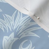 Floral Damask light blue on baby blue - medium scale