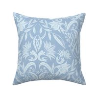 Floral Damask light blue on baby blue - medium scale