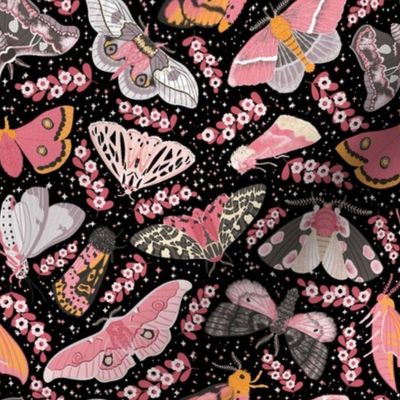 Pink Moths - Black Small