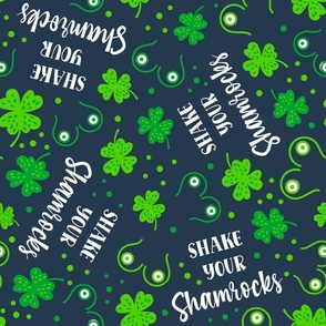 Large Scale Shake Your Shamrocks Sarcastic Funny Adult Humor Saint Patrick's Day Boobs on Navy