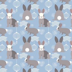 Year of the Rabbit - Chinese New Year - Small Scale - Sky Blue