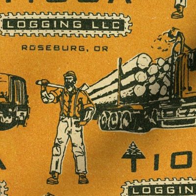 Tioga Logging Truck Matchbook Yellow