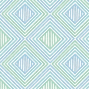 Geometric Lines, Pastel Blue and Green