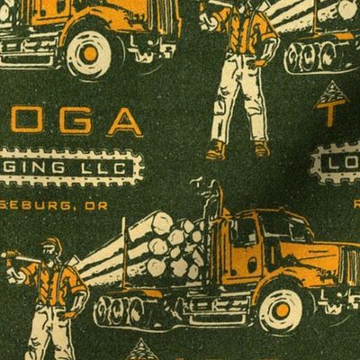 Tioga Logging Truck Matchbook Green + Yellow