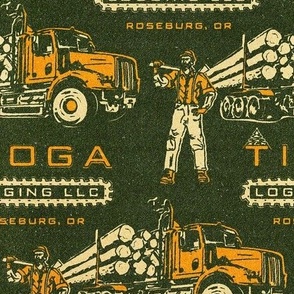 Tioga Logging Truck Matchbook Green + Yellow