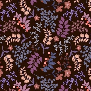 Ditsy Floral - Autumn Colours/Pink/Purple/Coral/Berry