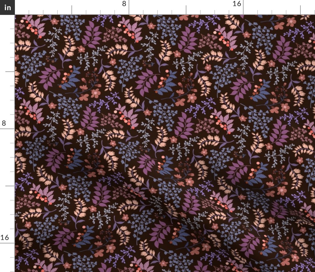 Ditsy Floral - Autumn Colours/Pink/Purple/Coral/Berry