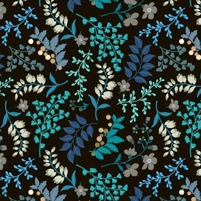 Ditsy Floral - Turquoise/Blue/Black/Green